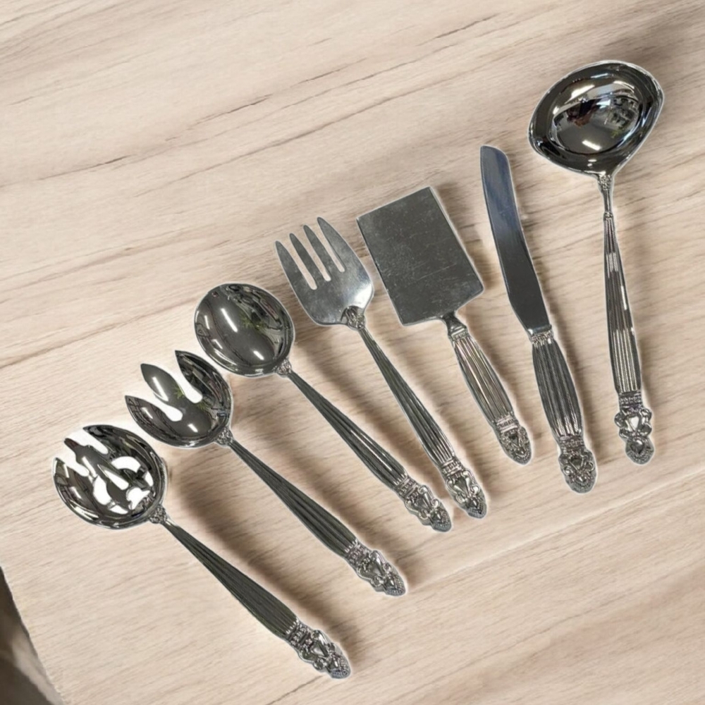 GODINGER SILVER ART Olde Copenhagen  Set of 7 Heavy Serving Pieces Flatware VTG